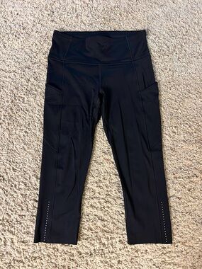 lululemon athletica Black High-Rise Cropped Leggings with Side Pockets